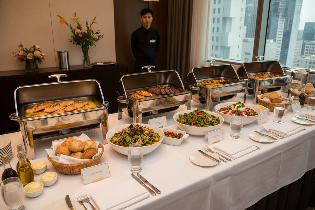 Refined business lunch catering with premium entrees and salads