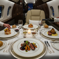 Gourmet multi-course dinner catering for private aviation