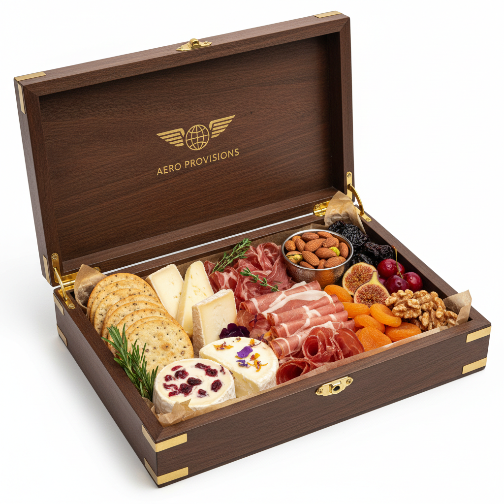 Elegant gourmet snack box for private aviation